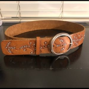 Genuine leather and rhinestone belt